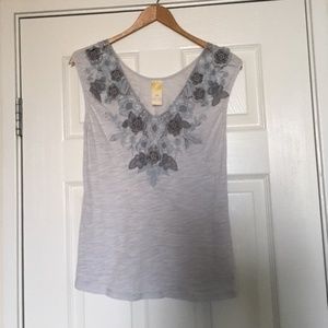 Anthropologie Floral Appliqué Top